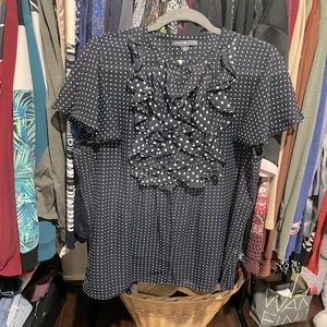 Polkadot Navy Blue Work Blouse